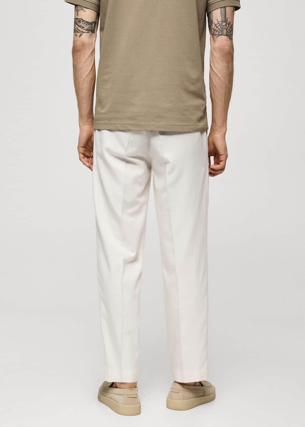 MANGO MAN - Cotton lyocell pleated pants off whiteMen Product Image