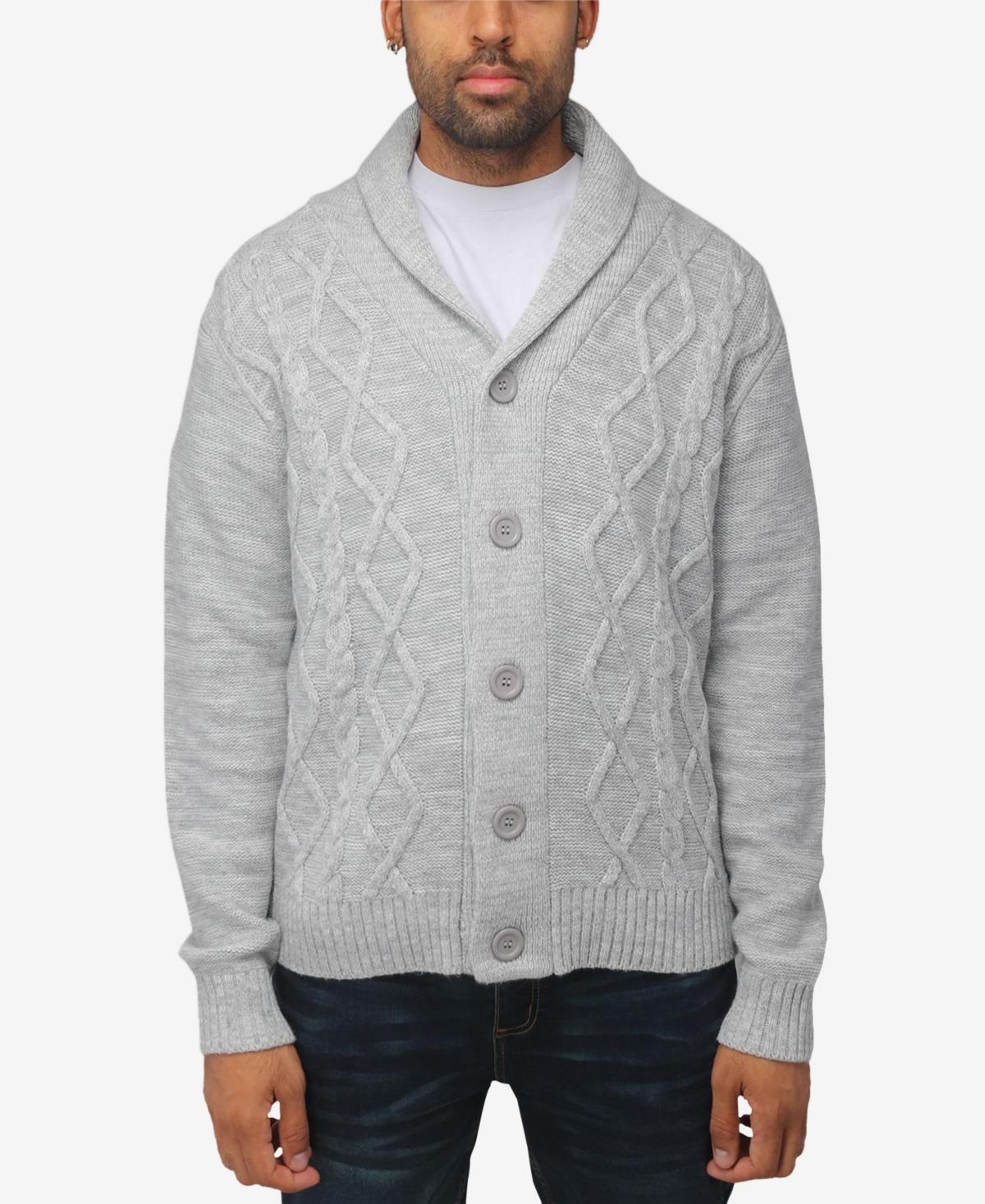 X-Ray Mens Shawl Collar Cable Knit Cardigan Product Image