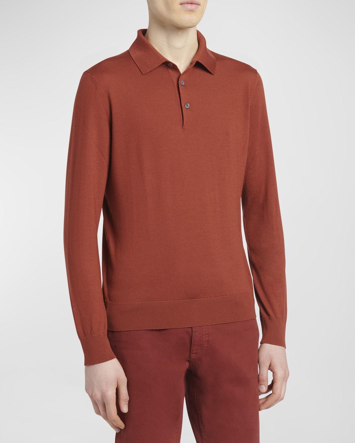 Mens Cashmere-Silk Polo Sweater Product Image