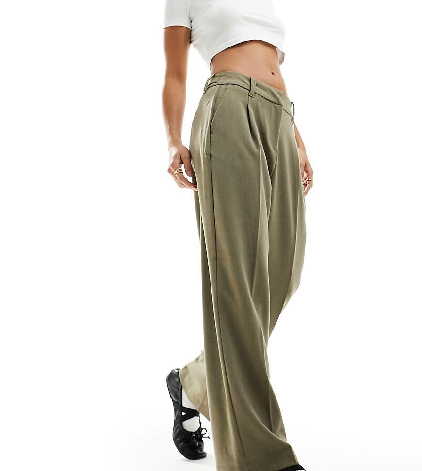  Vero Moda Petite straight leg tailored pants in beige  Product Image