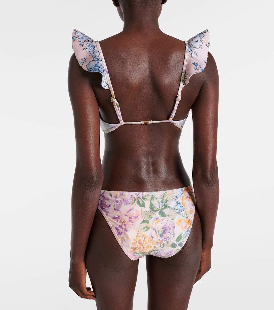 ZIMMERMANN Halliday Skinny Floral Bikini Bottoms In Multicolor Product Image