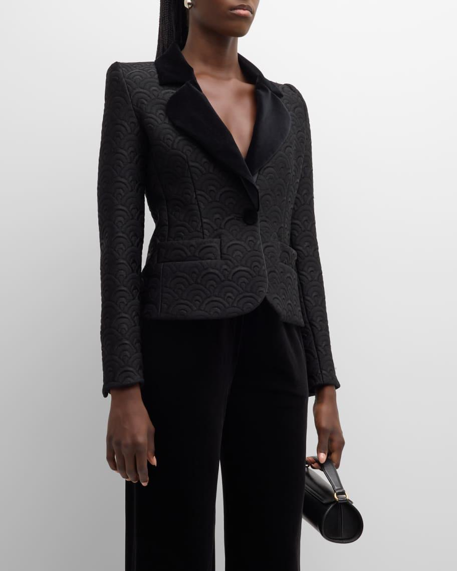 Single-Button Swirl Jacquard Blazer Product Image