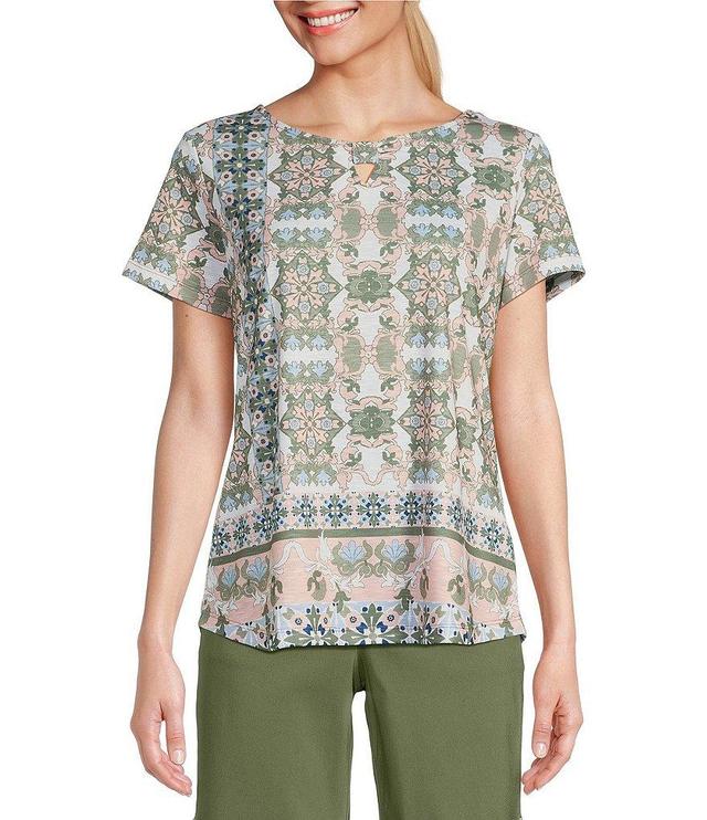 Allison Daley Short Sleeve Keyhole Neck Knit Top Product Image