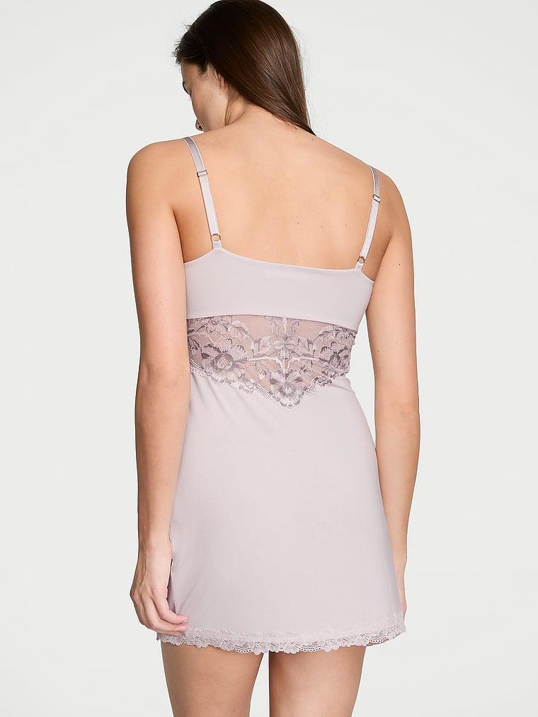 Modal Lace-Trim Sweetheart Slip Dress Product Image