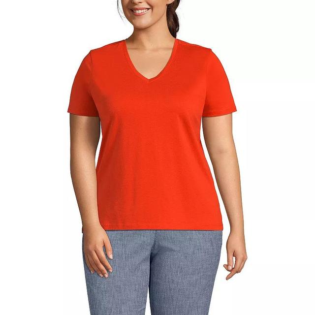 Plus Size Lands End Relaxed-Fit Supima Cotton V-Neck Tee, Womens Soft Brown Product Image