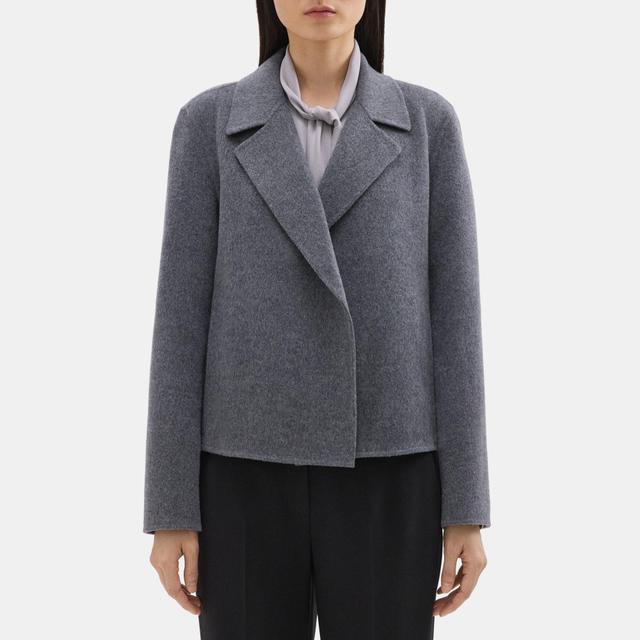 Double-Face Wool-Cashmere Cropped Open Front Jacket | Theory Outlet Product Image