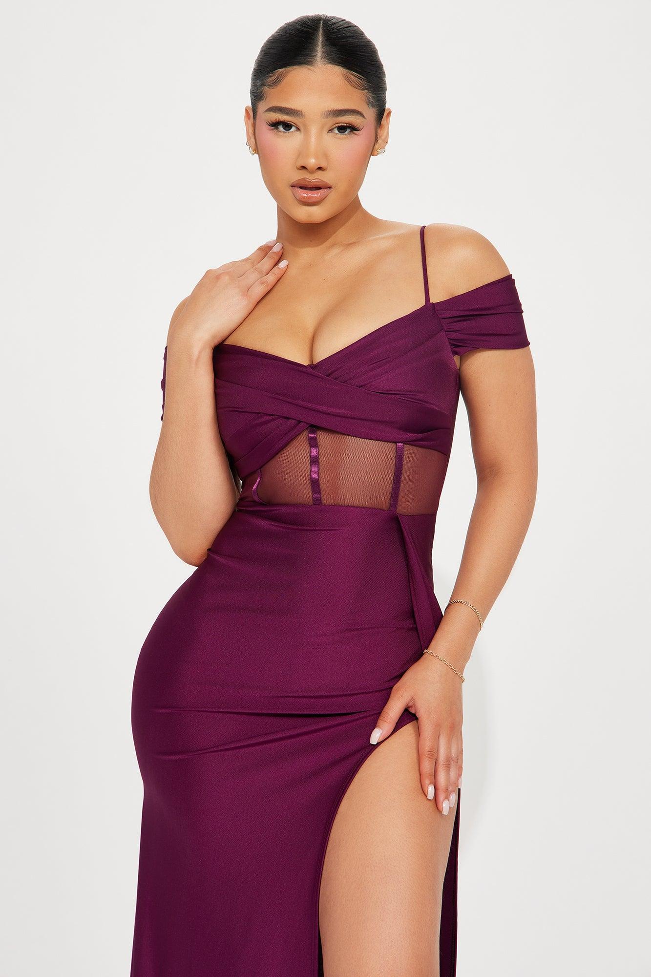 Destini Corset Waist Gown - Eggplant Product Image