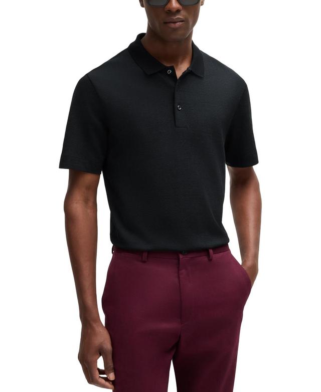 Boss by Hugo Boss Mens Herringbone-Jacquard Polo Product Image