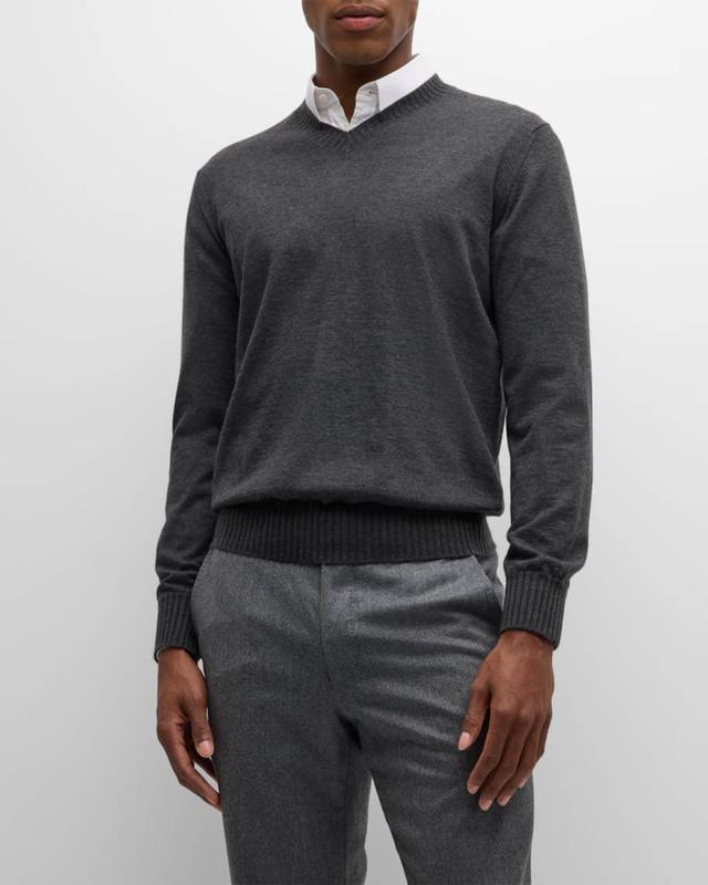 Mens Duvet Cashmere High V-Neck Sweater Product Image