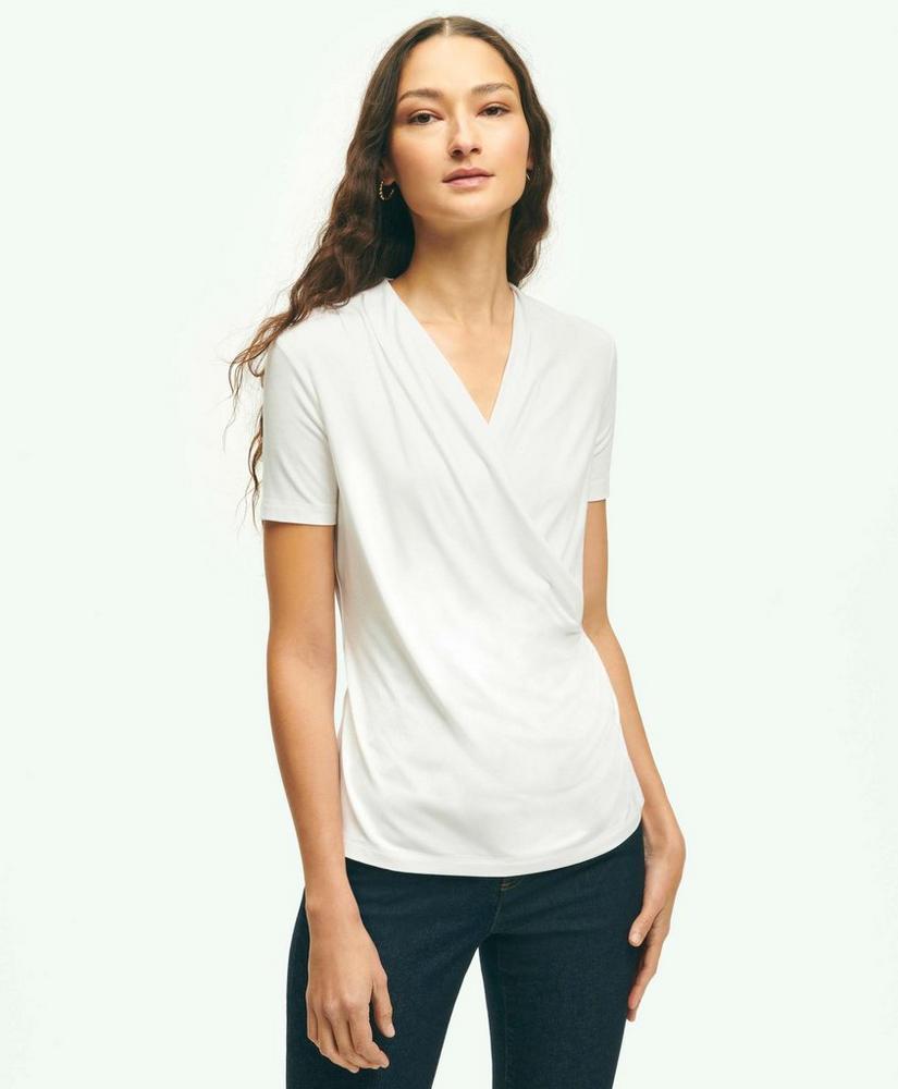 Short Sleeve Draped Faux Wrap Top Product Image