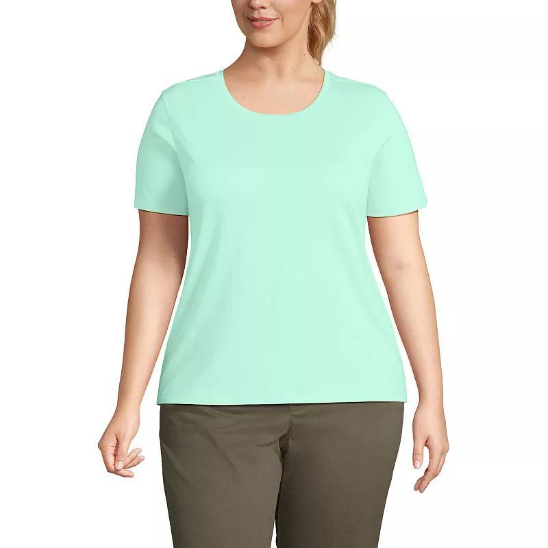 Plus Size Lands End Relaxed Supima Cotton Crewneck Tee, Womens Mint Ivory Product Image