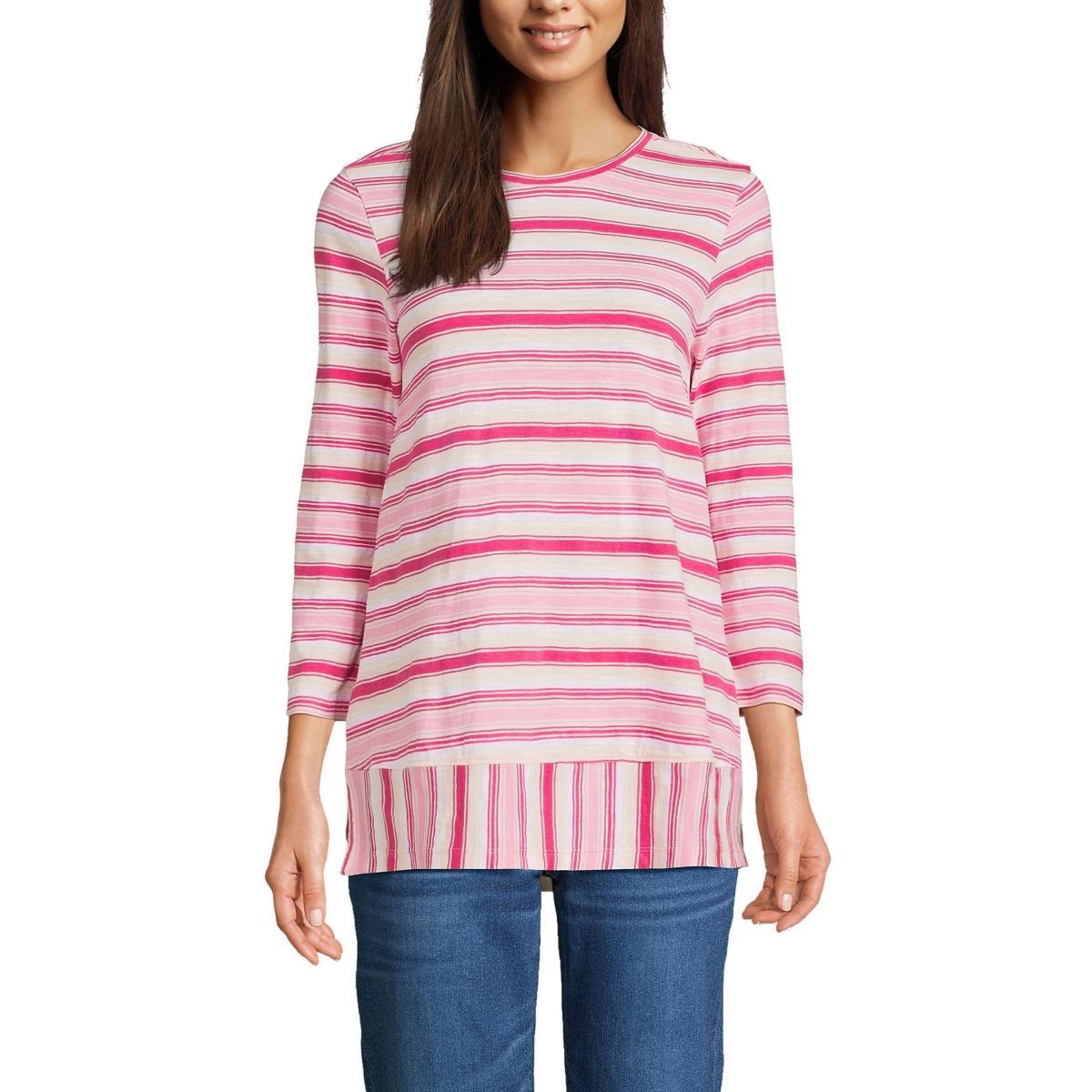 Womens Lands End Slub Jersey Swing Tunic Deep Blue Stripe Product Image