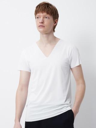 Mens Airism Anti-Odor Mesh V-Neck T-Shirt with Deodorizing White Medium UNIQLO US Product Image