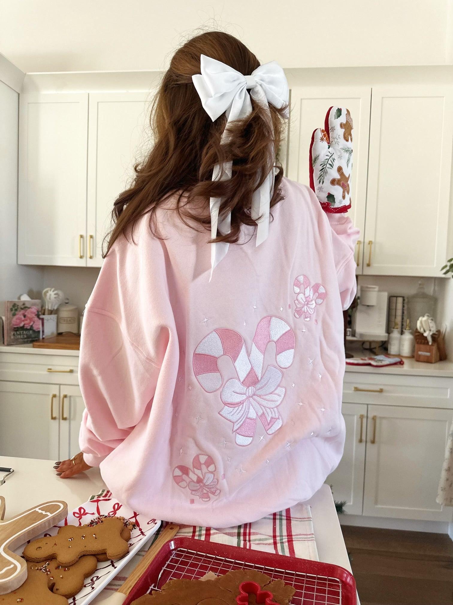 Light Pink Candy Cane Wonderland Sweatshirt Product Image