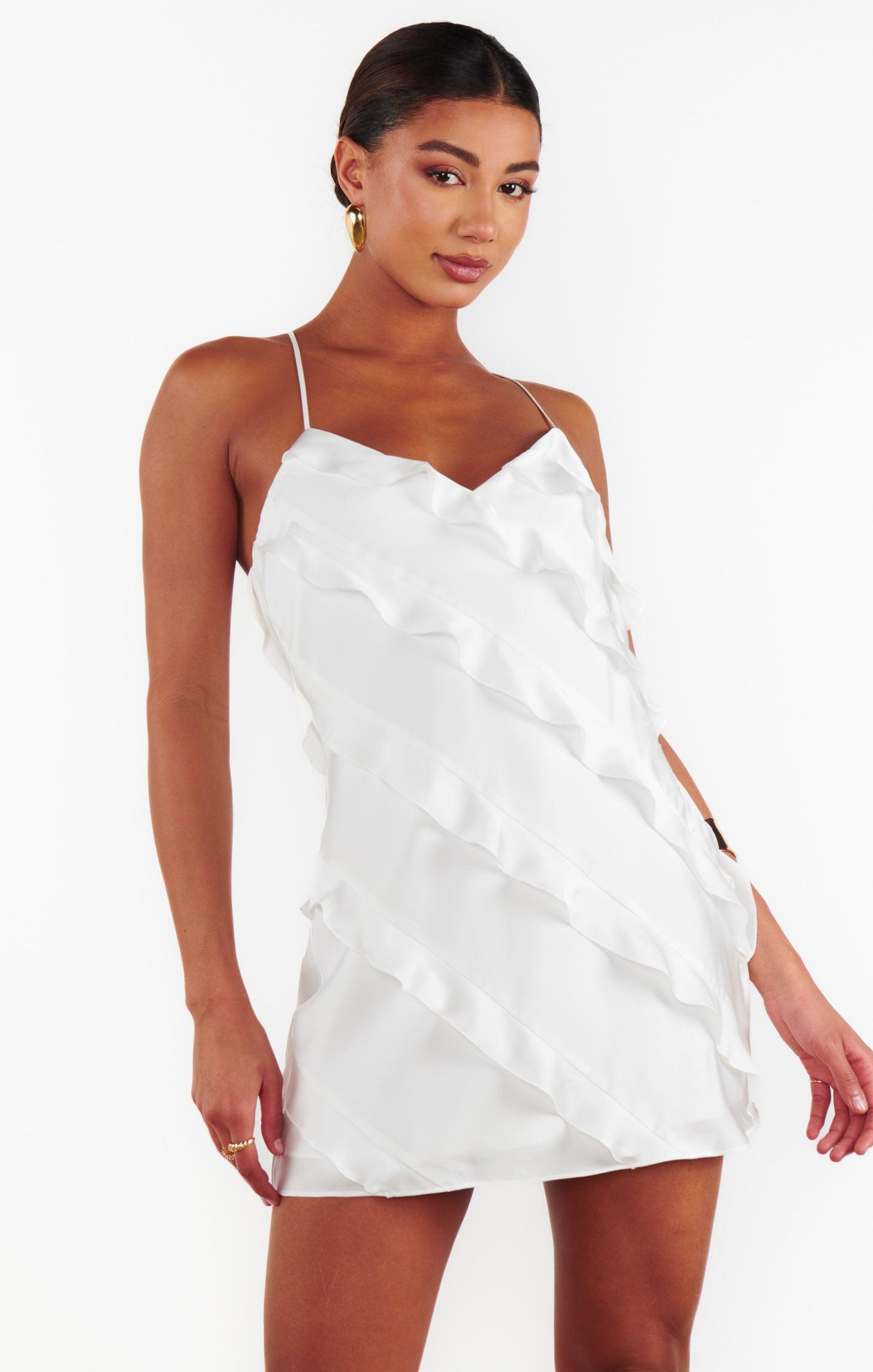 Romance Ruffle Mini Dress ~ Ivory Luxe Satin Product Image