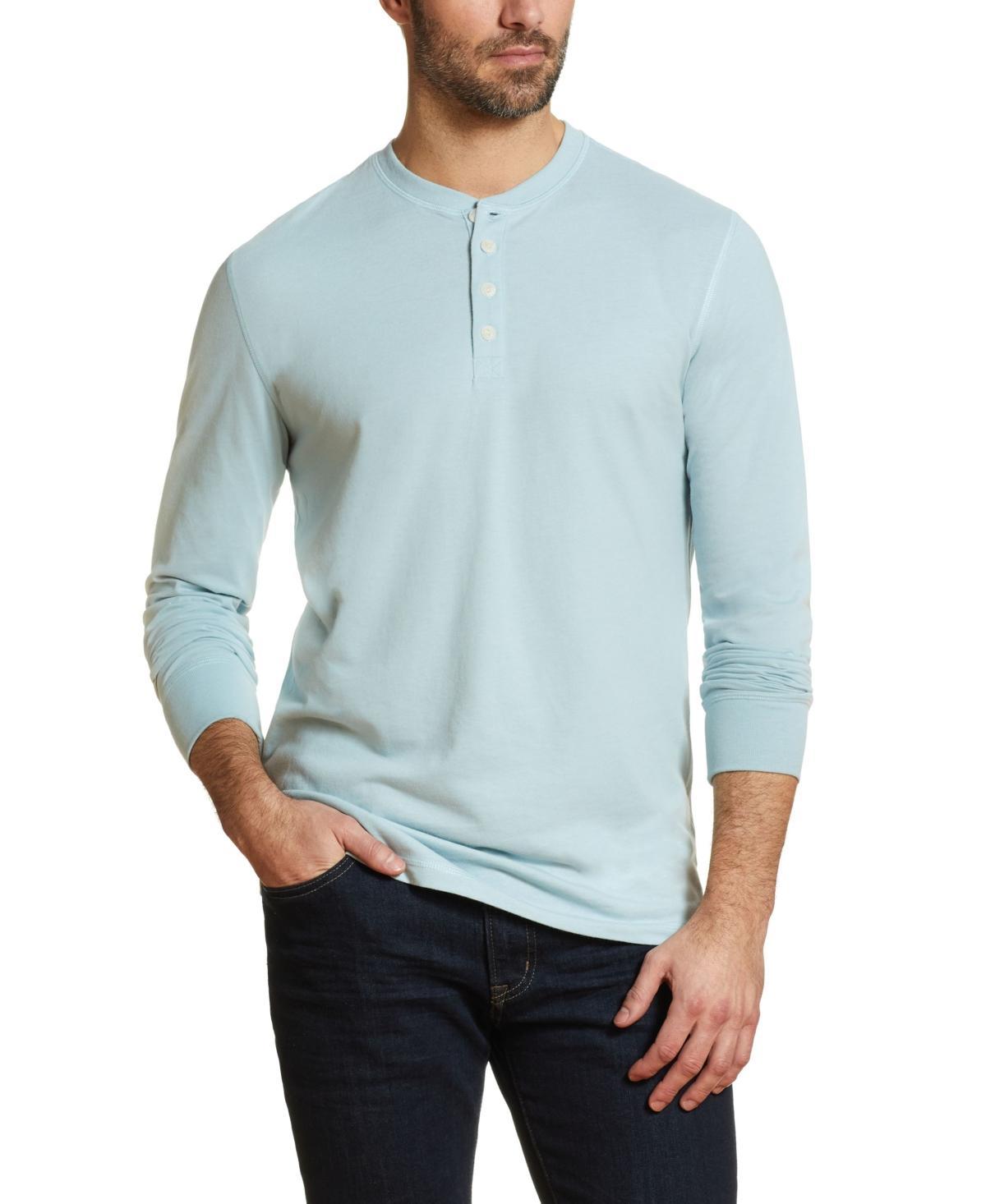 Mens Long Sleeve Brushed Jersey Henley T-shirt Product Image