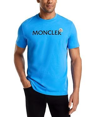 MONCLER Men's Logo T-shirt With Patch In Open Blue Product Image