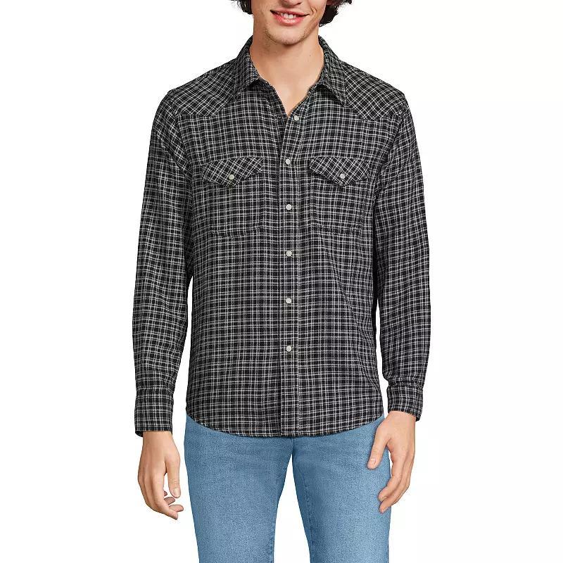 Mens Lands End Plaid Western-Style Shirt Product Image