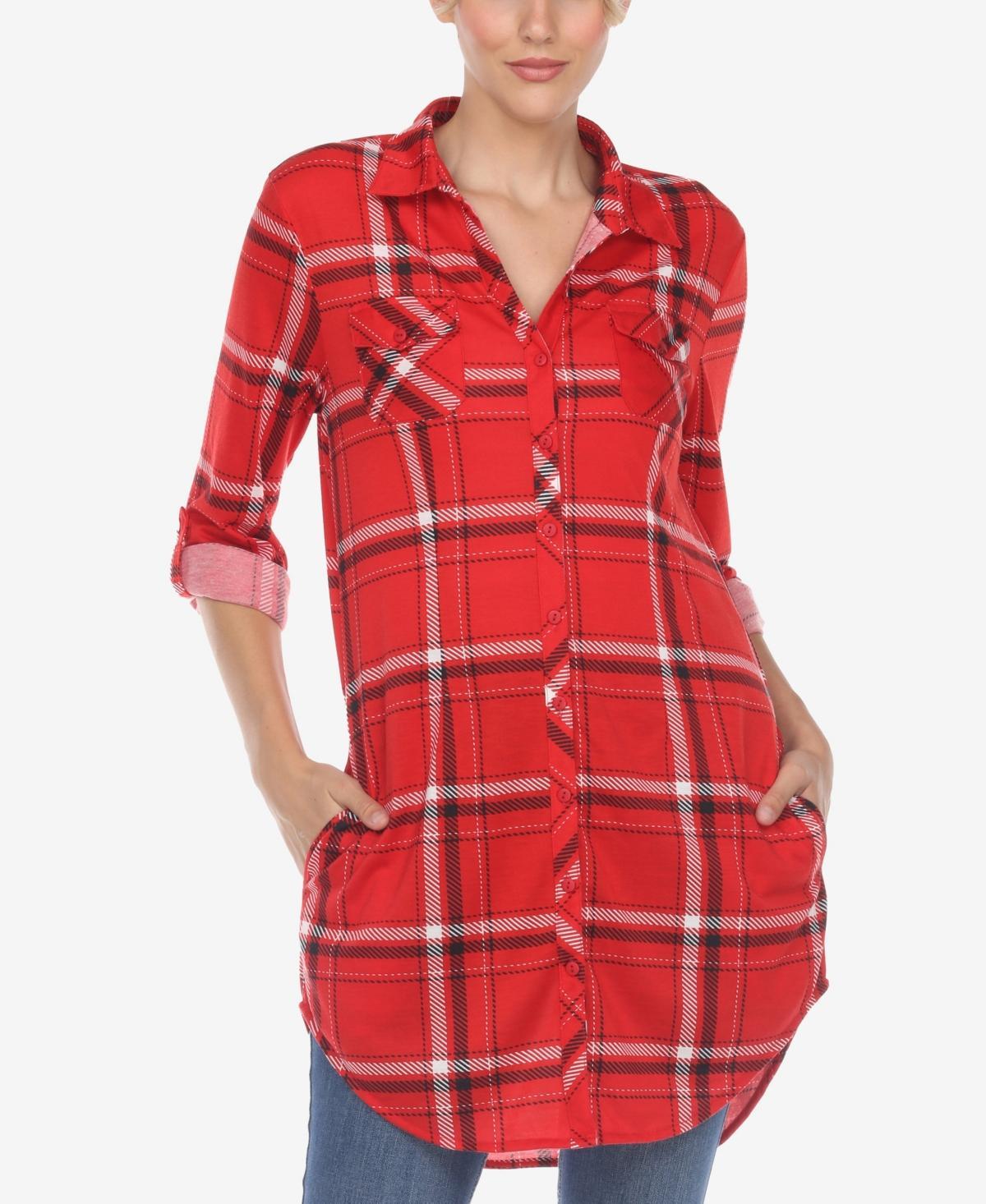 Womens White Mark Plaid Tunic Top Blue Product Image