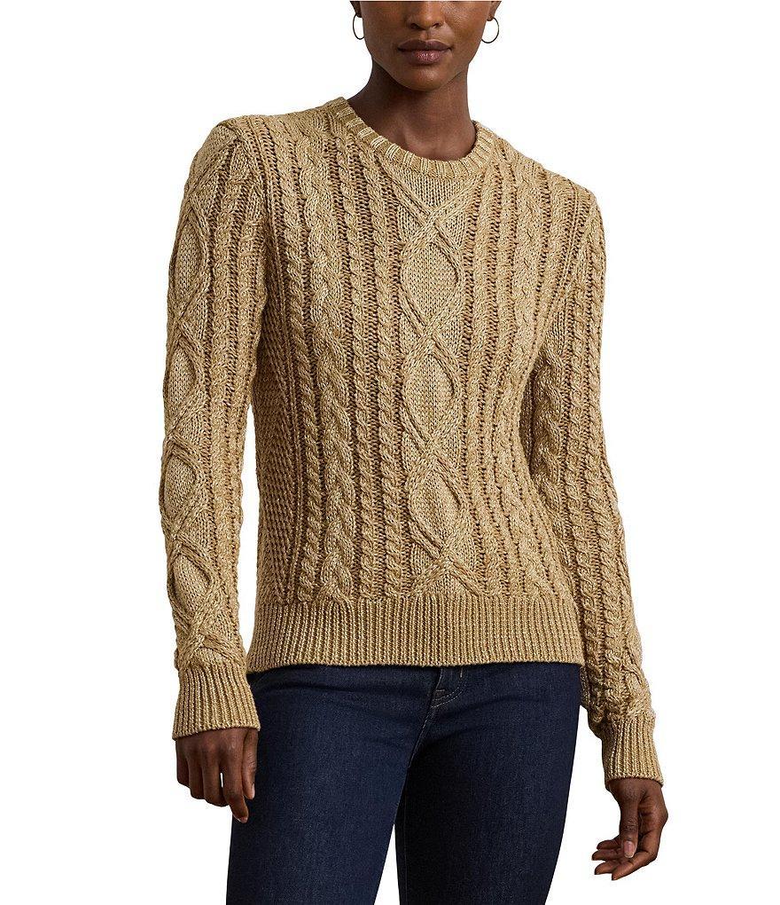 Lauren Ralph Lauren Ribbed Knit Metallic Crew Neck Long Sleeve Sweater product image