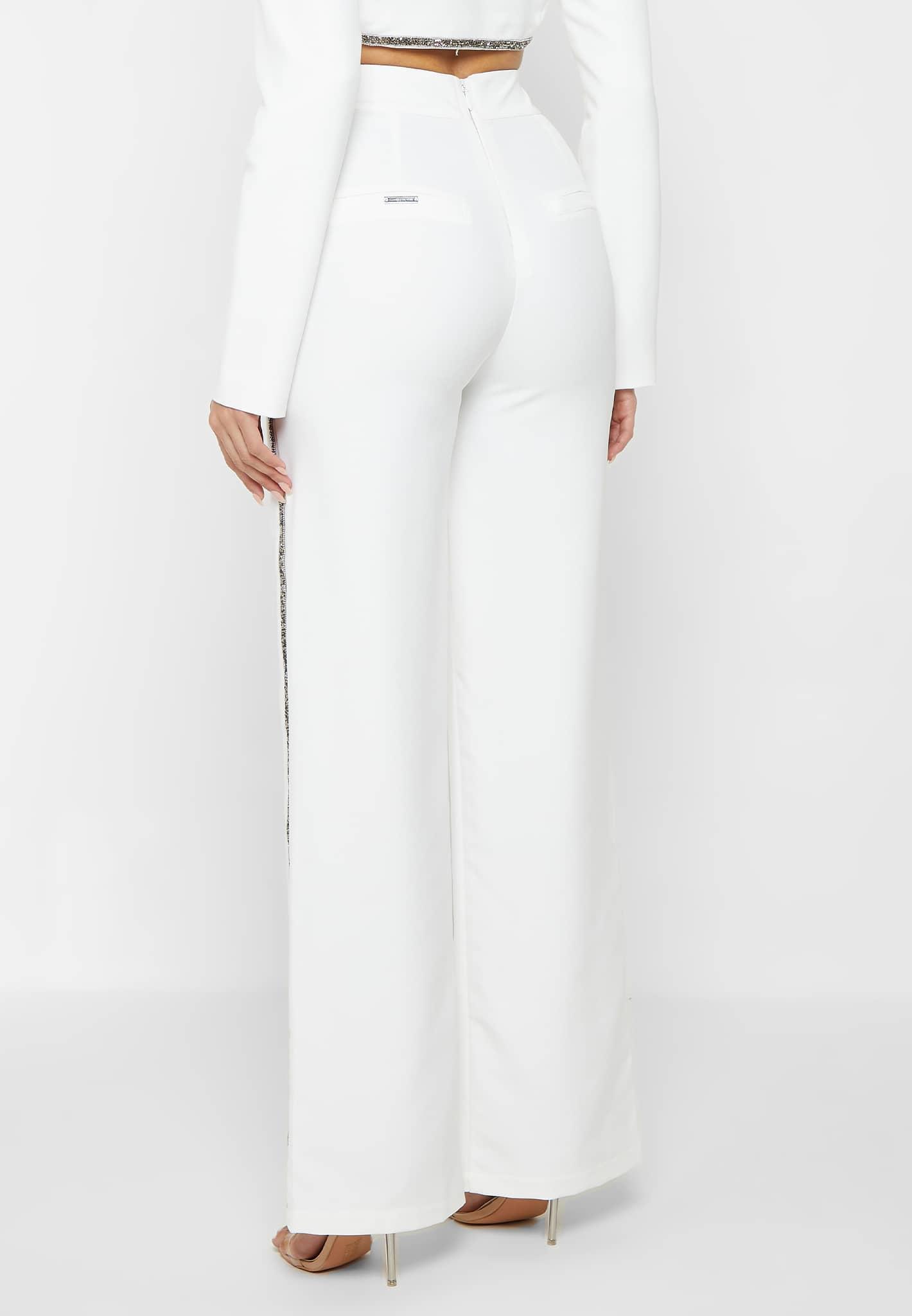 Embellished Trousers - White / White / WMN2297-02 Product Image