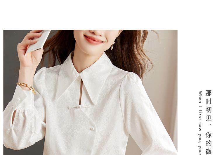 Puff-Sleeve Patterned Asymmetrical Shirt Product Image