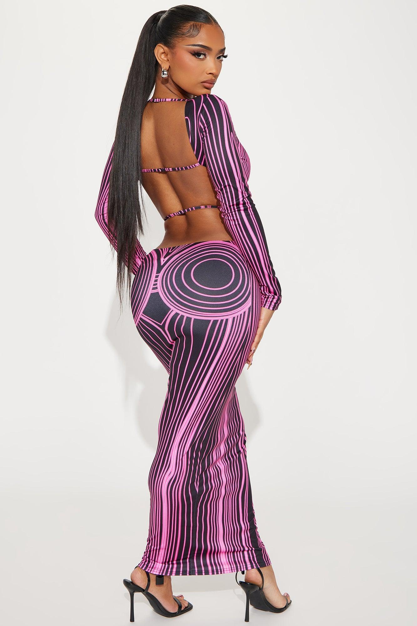 Kia Body Heat Maxi Dress - Neon Pink Product Image