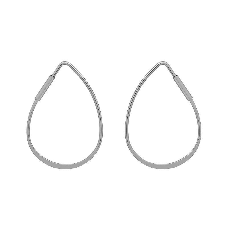 Emberly Silver Tone Teardrop Geometric Hoop Earrings, Womens, None Product Image