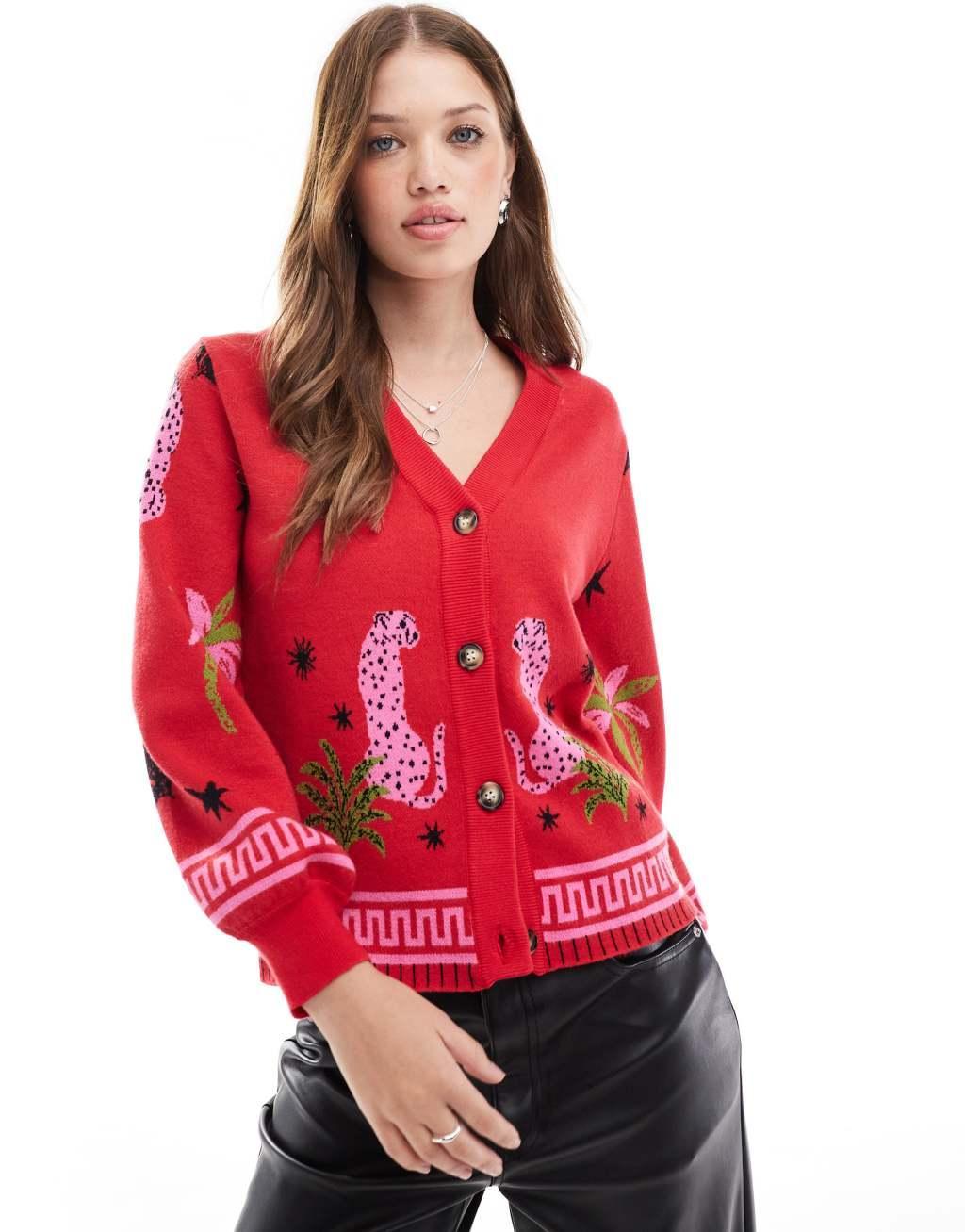 Never Fully Dressed knit cardigan in red product image