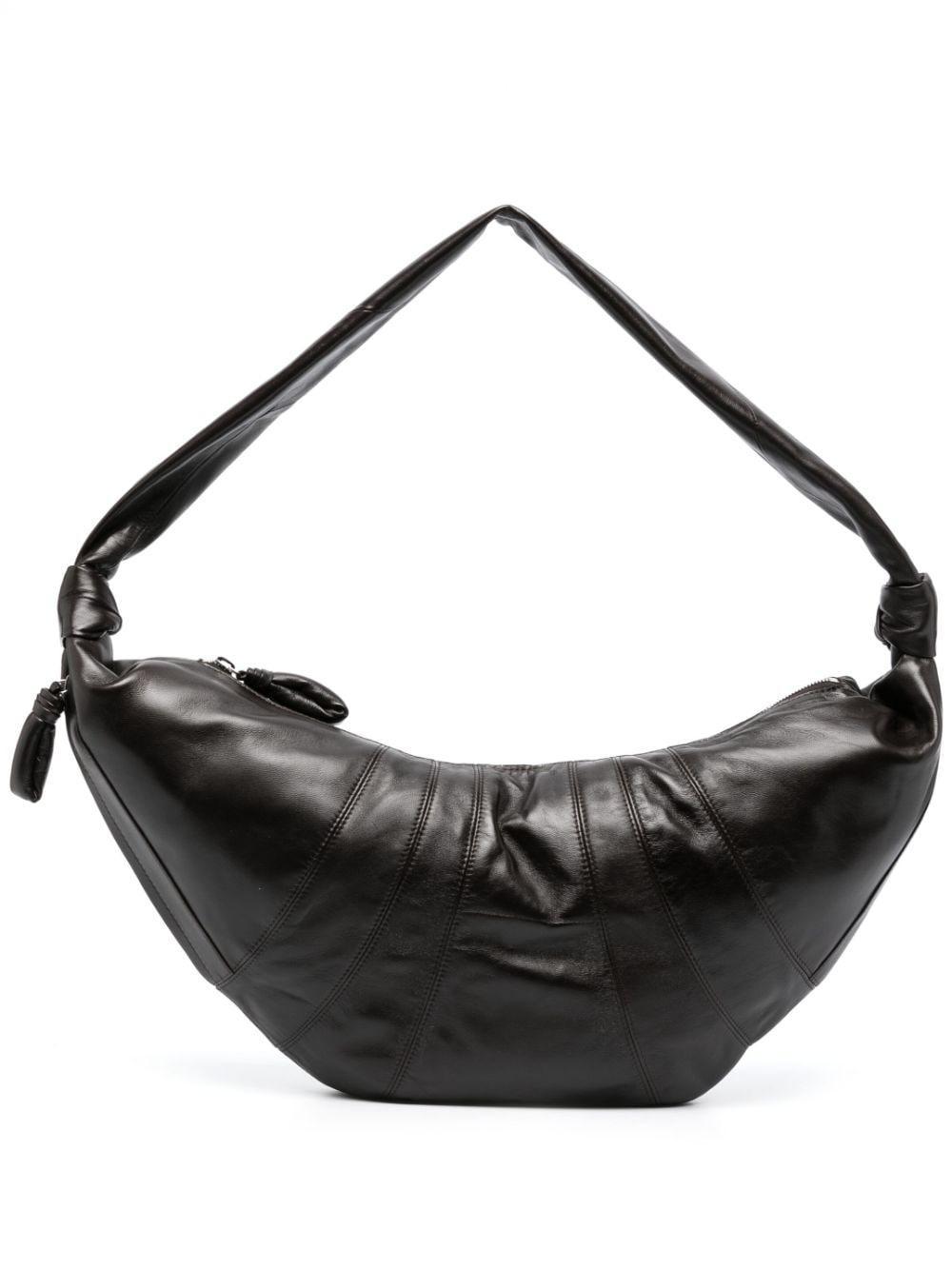 Large Croissant Leather Shoulder Bag In Brown Product Image