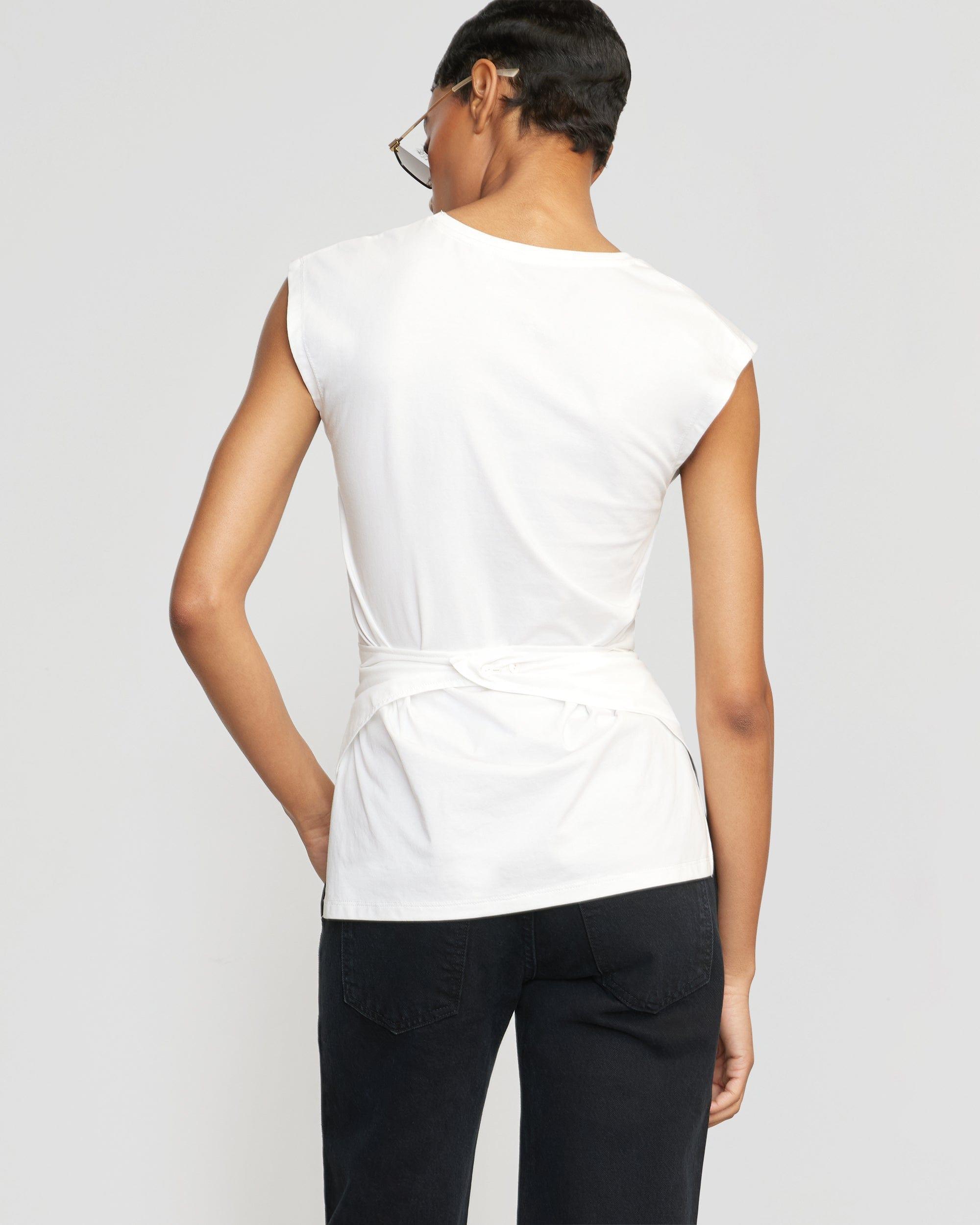 Janae Sleeveless Wrap Jersey Tee Product Image