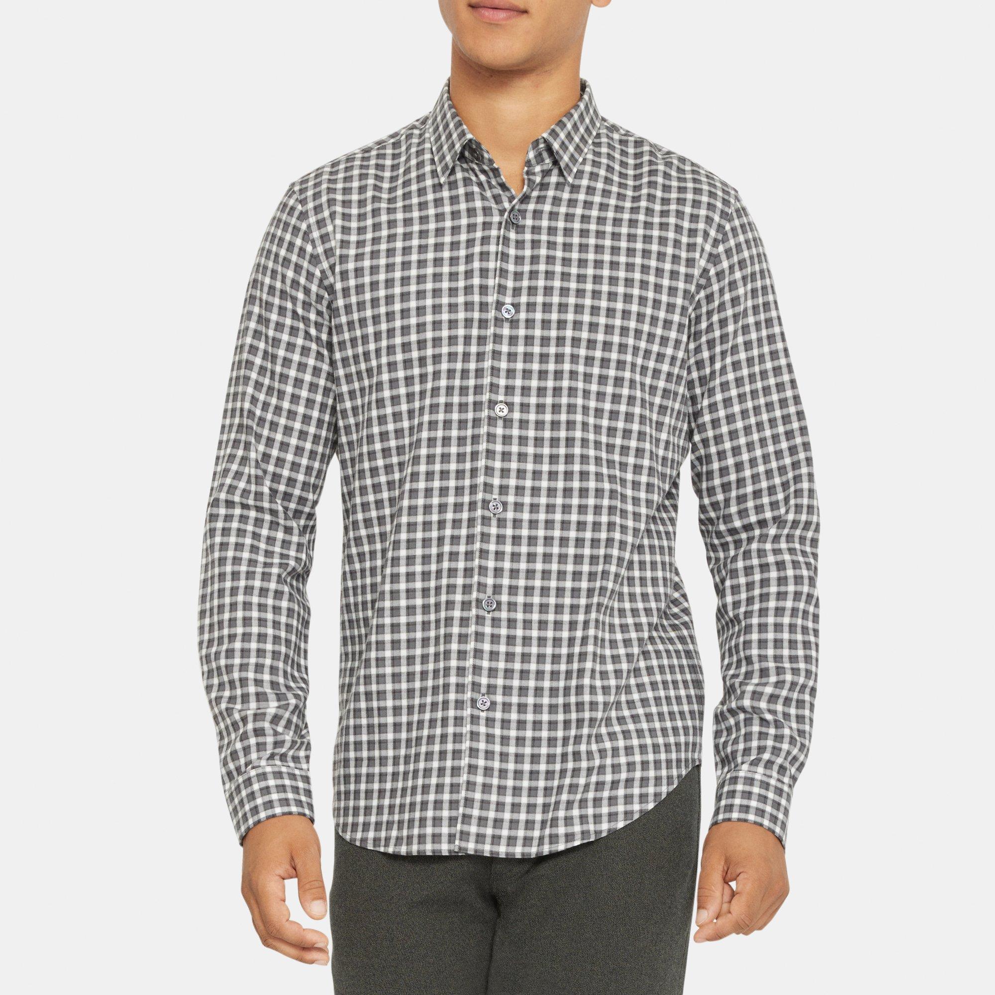 Gingham Cotton Long-Sleeve Shirt | Theory Outlet Product Image