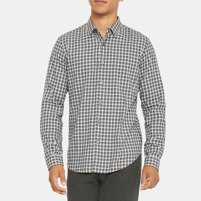 Gingham Cotton Long-Sleeve Shirt | Theory Outlet Product Image