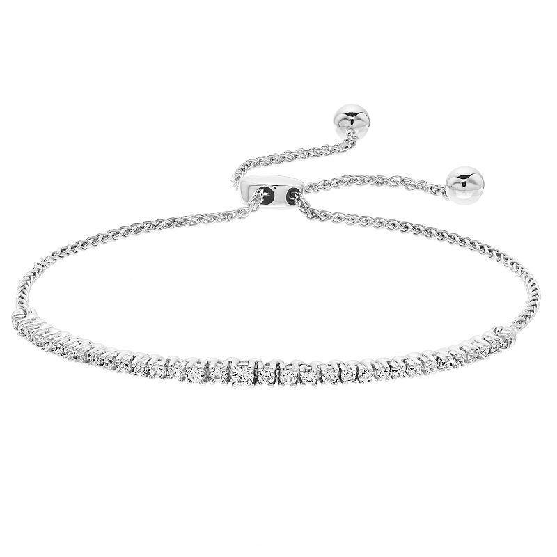 Sterling Silver 1/2 Carat T.W. Diamond Bolo Bracelet, Womens Product Image