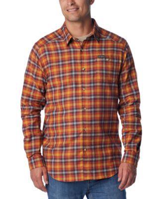 Mens Columbia Cornell Woods Flannel Shirt Dark Grey Tartan Product Image