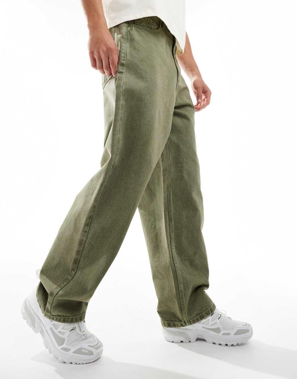 COLLUSION X001 antifit jeans in olive Product Image