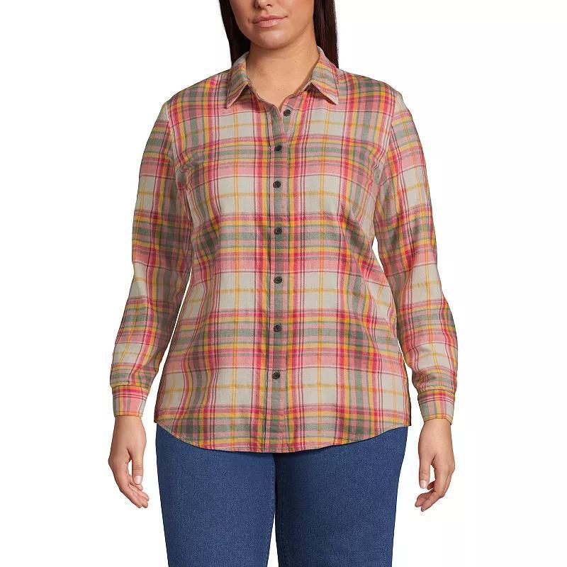 Plus Size Lands End Plaid Boyfriend Flannel Shirt, Womens Product Image