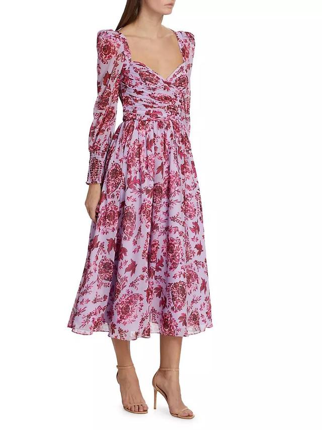 Floral Long-Sleeve Midi-Dress Product Image