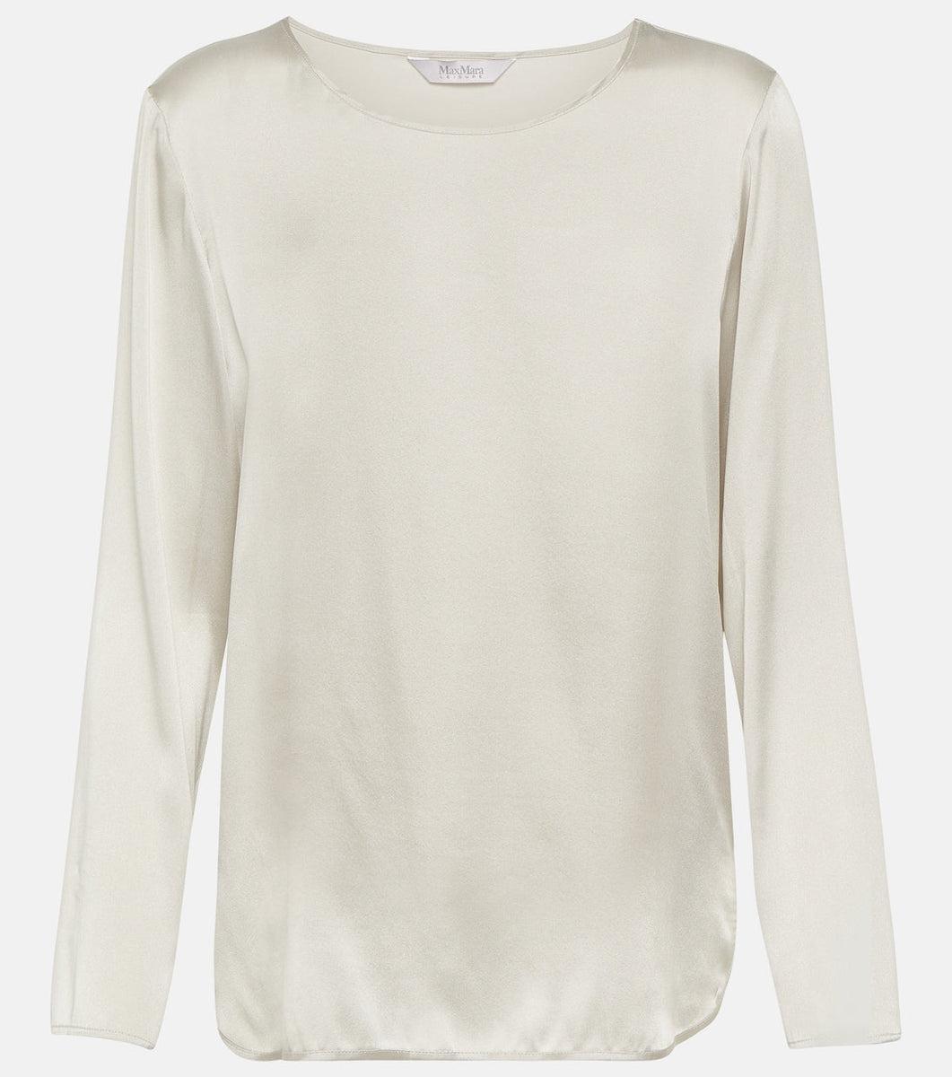 Max Mara Moldava Silk Satin Top in Ivory Product Image