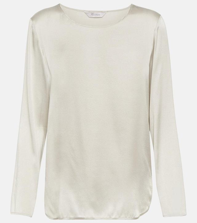 Max Mara Moldava Silk Satin Top in Ivory Product Image