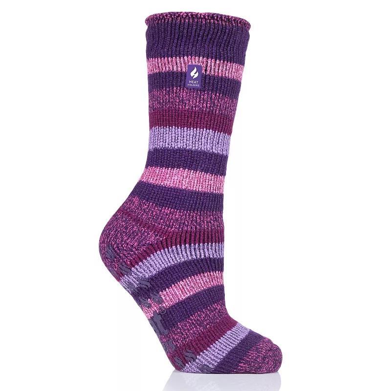 Heat Holders Womens Original 7X Warmer Stripe Crew Slipper Socks with Grippers Product Image