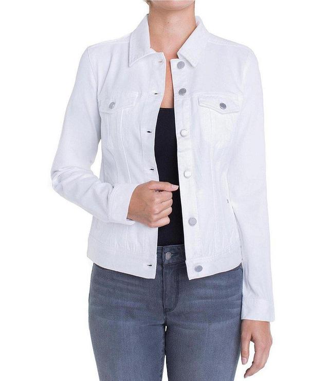 Liverpool Los Angeles Petite Size Point Collar Long Sleeve Classic Denim Jacket Product Image