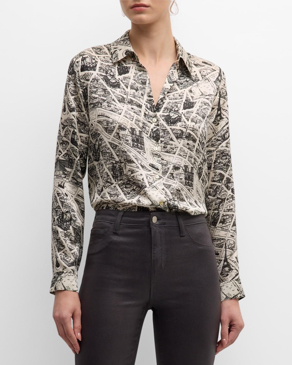 LAGENCE Tyler Print Silk Shirt Product Image