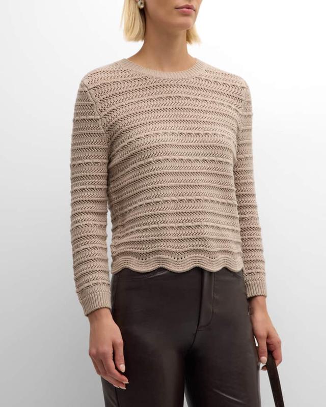 Scalloped Mixed-Stitch Sweater Product Image