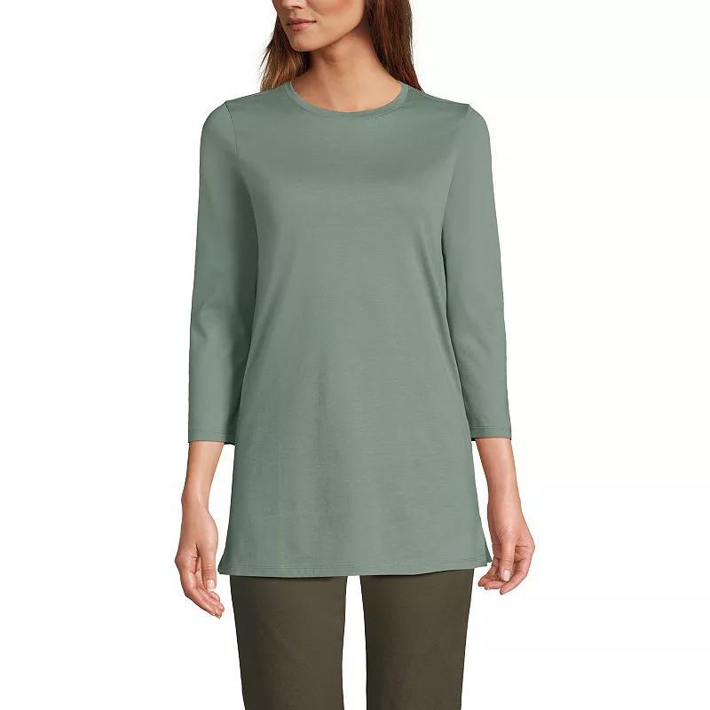 Petite Lands End 3/4-Sleeve Supima Cotton Crewneck Tunic, Womens Product Image