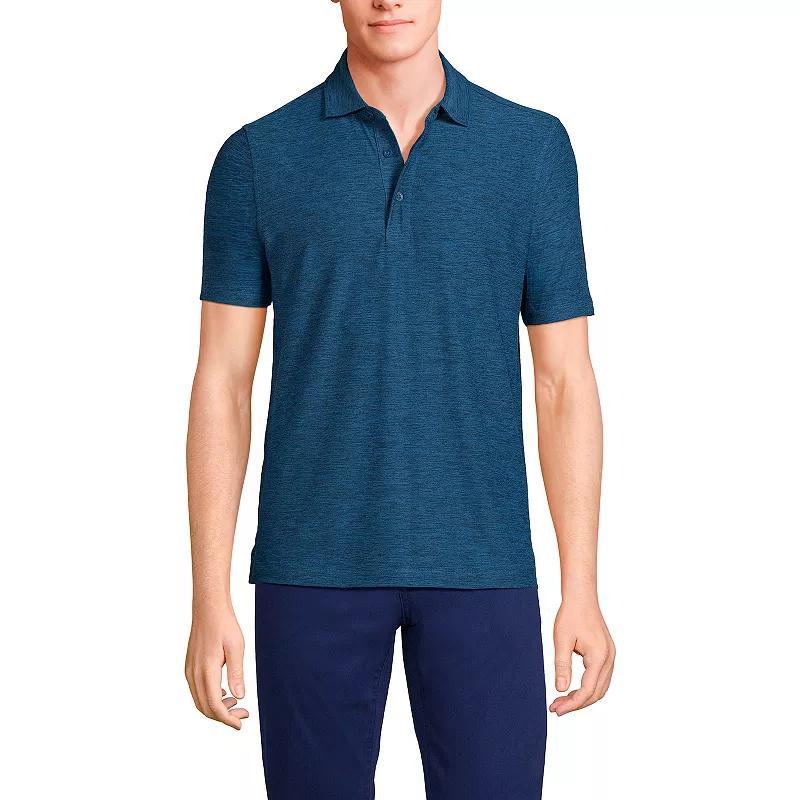 Mens Lands End Short Sleeve Soft Performance Hybrid Polo Shirt Blue Spacedye Product Image