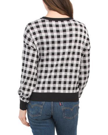 Pima Cotton Gingham Sweater for Women Product Image