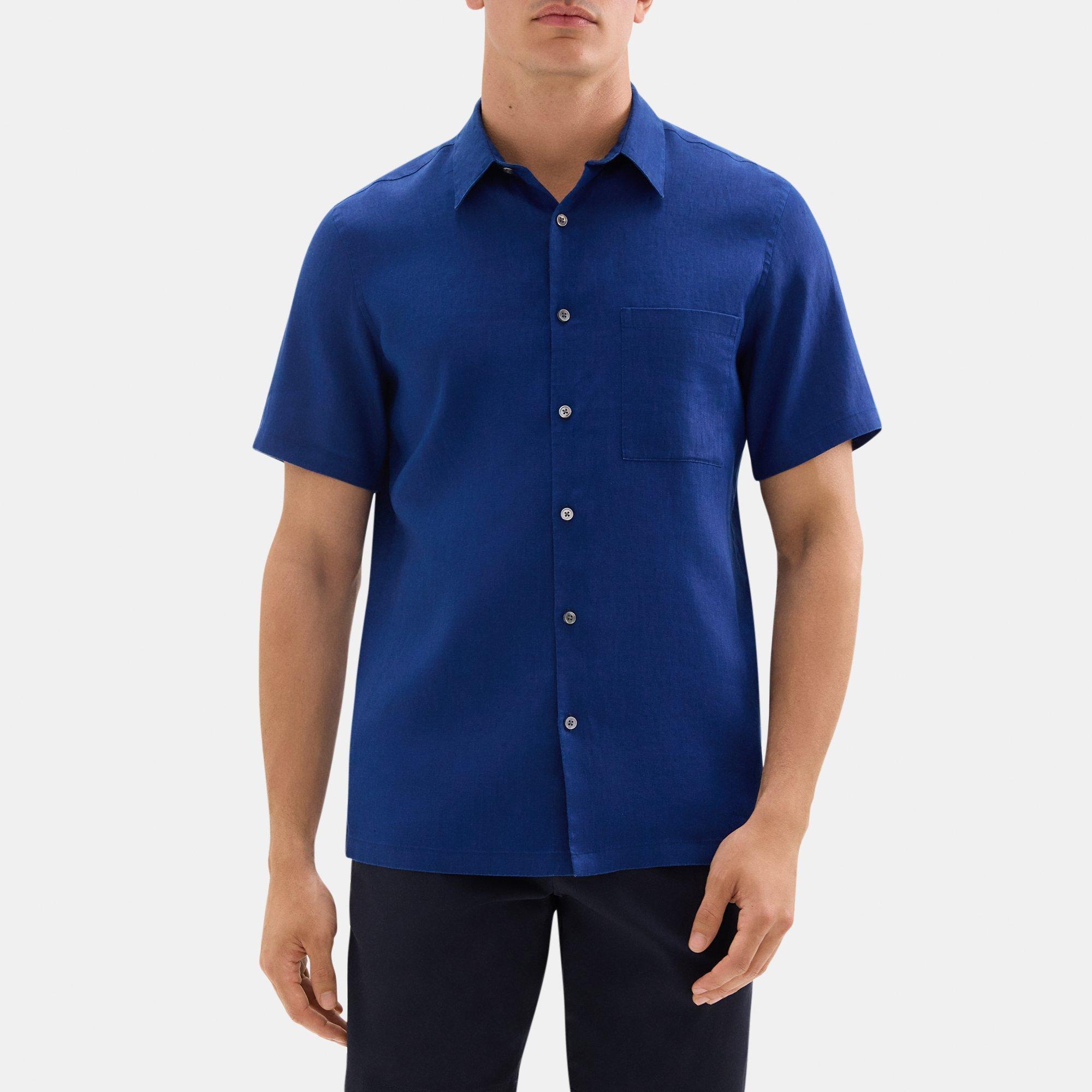 Linen Standard-Fit Short-Sleeve Shirt | Theory Outlet Product Image