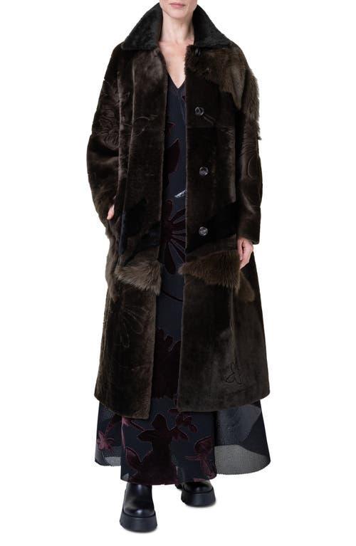 Akris Ruth Floral Patchwork Genuine Shearling Coat Product Image