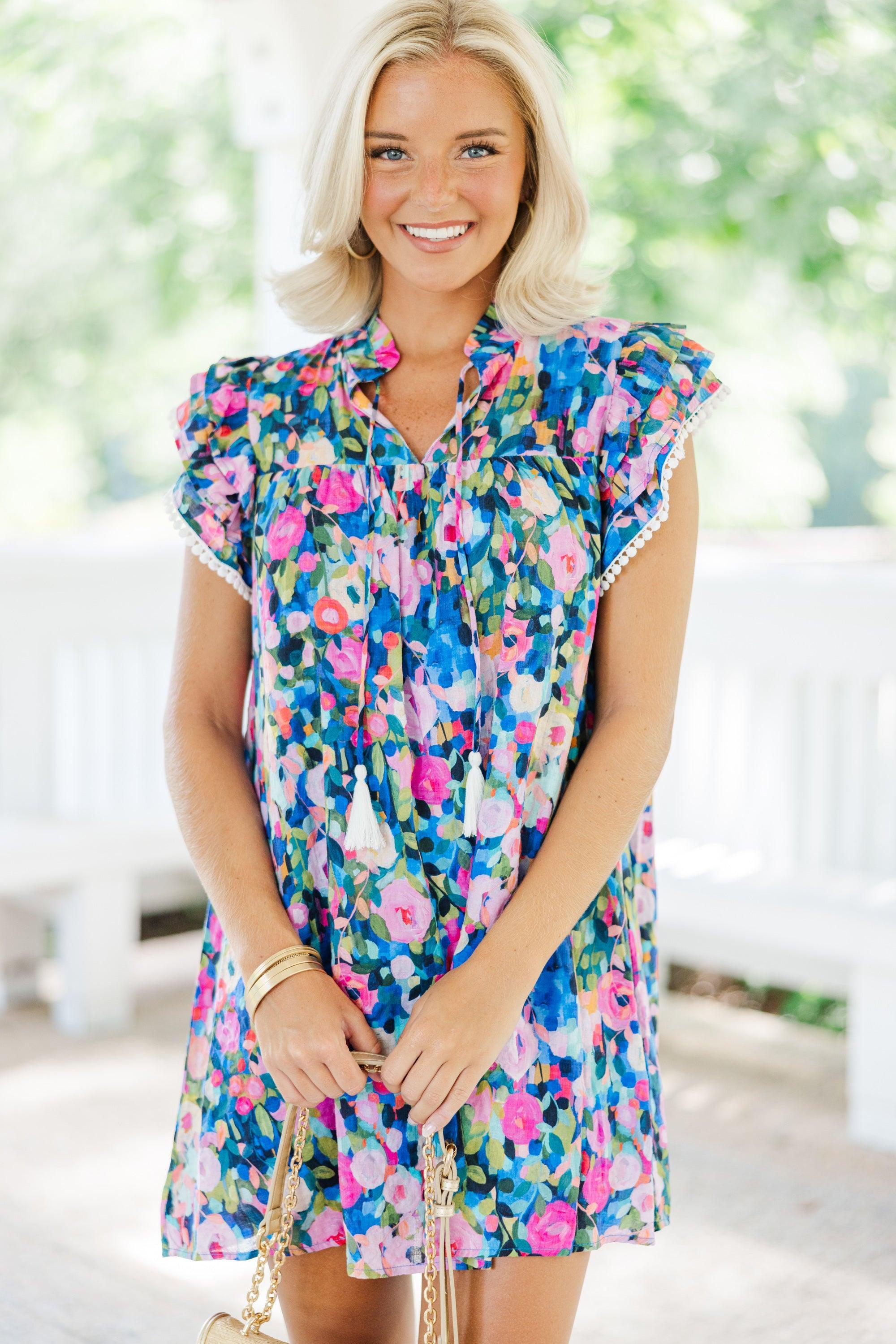 Leave It All Behind Navy Blue Floral Dress Female product image